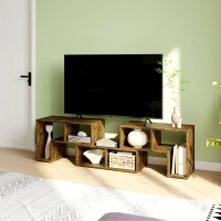 HOMCOM TV Stand for TVs up to 75 Inches, Free Combination TV Unit with Storage Shelves, Extendable Entertainment Centre for Living Room, Rustic Brown(m-6)