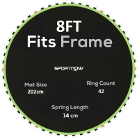 SPORTNOW Trampoline Replacement Mat with Spring Pull Tool, 42 V-Hooks, for 8ft Trampoline using 14cm Springs, Green(m-1)