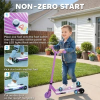AIYAPLAY Electric Scooter for Kids Aged 4-7 Years, with Flashing LED Lights, Rear Auxiliary Wheels, Purple(m-4)