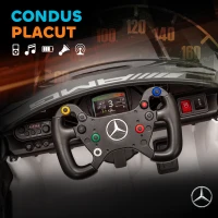 AIYAPLAY Auto Electric pentru Copii de 3-8 Ani Mercedes-AMG 12V cu Telecomandă, Faruri LED, Roți pentru Transport, Alb(m-8)