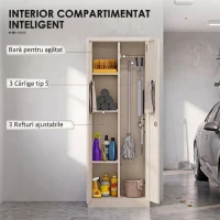 HOMCOM Dulap Mobil Înalt pentru Scule cu Bară pentru Haine, Înalt, Alb Crem(m-5)