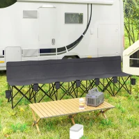 Outsunny 6 Seater Folding Camping Chair with Cup Holder & Carry Bag - Charcoal Grey(m-10)