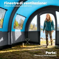 Outsunny Tienda de Campaña Plegable para 3 Personas con 2 Habitaciones y Bolsa de Transporte Impermeable 480x260x200 cm Gris(m-7)