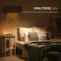 HOMCOM Radiateur Mural Soufflant 2000 W, Chauffage Céramique PTC, 3 Niveaux de Puissance, Télécommande, 45x18,6x11,5cm, Noir(m-4)