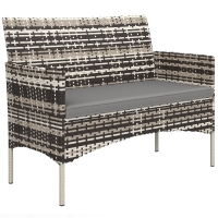 Outsunny Canapé de jardin 2 places en résine tressée avec coussins canapé d'extérieur avec accoudoirs 115 x 63 x 85 cm gris clair