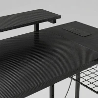 HOMCOM Reversible 'L' LED Light Gaming/Work Desk - Black(m-12)