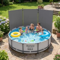 Outsunny Paravent de Jardin Brise-Vue Extérieur 3 Volets Occultant Pieds en Métal Stable 260x180cm Gris Foncé(m-2)