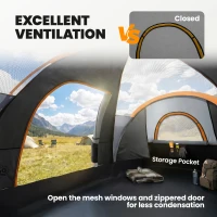 Outsunny 5 Man Camping Tent, Large Tunnel Tent, Water Resistant Hiking Shelter with Groundsheet and Carry Bag, Black(m-6)