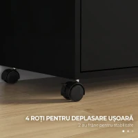Vinsetto Dulap de Birou cu 2 Sertare pentru Dosare si Rafturi Deschise din PAL, Manere din Otel, Roti cu Blocare, 80x40x66cm, Negru(m-8)