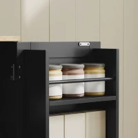 HOMCOM Aparador Alto de Cocina Armario de Cocina Estación de Carga 6 Puertas Encimera Porta Especias 100x40x173 cm Negro(m-8)