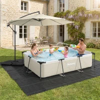 Outsunny Piscine Tubulaire Rectangulaire Pompe de Filtration 3701L en PVC Triple Couche 316x238x66,5cm Gris(m-3)