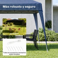 Outsunny Carpa Plegable 2,4x2,4 m, Pop-up, Cenador Pabellón de Jardín, Altura Ajustable con Bolsa de Transporte, Anti-UV, Impermeable, Gazebo para Camping, Fiestas, Exterior, Azul(m-6)