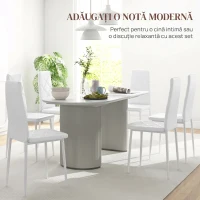 HOMCOM Set de 6 Scaune de Dining Moderne cu Spătar Înalt din Piele Ecologică și Oțel, 41x50x97 cm, Alb(m-4)