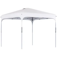 Outsunny Cenador de Jardín 2,5x2,5x2,7 m con Altura Ajustable Anti-UV Impermeable 4 Bolsas de Arena y Bolsa de Transporte Blanco(m-11)