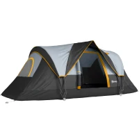 Outsunny 5 Man Camping Tent, Large Tunnel Tent, Water Resistant Hiking Shelter with Groundsheet and Carry Bag, Black(m-1)
