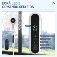 HOMCOM Ventoinha de Pé Ajustável em Altura com 7 Pás 28 Velocidades Oscilação de 75° Temporizador e Repelente de Mosquitos Branco(m-6)