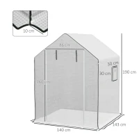 Outsunny Cubierta de Repuesto para Invernadero 140x143x190cm con Ventana Puerta Enrollable Anti-UV para Plantas Jardín Blanco(m-3)