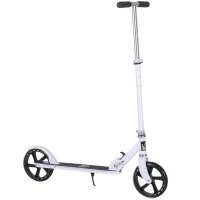HOMCOM Trottinette Pliable Hauteur Guidon réglable sur 4 Niveaux système de freinage arrière pour enfant adolescent pois max. 100KG dim. 88L x 37l x 75-100H cm Blanc(m-12)