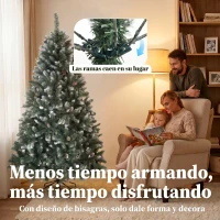 HOMCOM Árbol de Navidad Artificial 180 cm con 910 Ramas con Nieve 58 Piñas y Soporte Metálico Plegable Fácil Montaje Verde(m-6)
