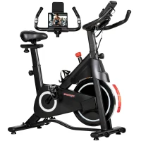 SPORTNOW Vélo d'Appartement, Vélo d'Exercice, Résistance Magnétique Réglable, Écran LCD, Siège Confortable, 108x51x116cm, Blanc(m-12)