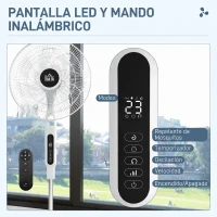 HOMCOM Ventilador de Pie con Mando a Distancia Oscilante 28 Velocidades 3 Modos Temporizador y Función Antimosquitos Blanco(m-6)
