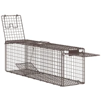 Outsunny Trampa para Animales Vivos 100x24x30 cm con 2 Puertas y Marco de Acero para Interior y Exterior Marrón(m-1)