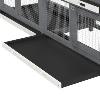 PawHut 2-Tier Large Rabbit Hutch Outdoor with Double Side Run Boxes, No-leak Plastic Tray, Ramp, 230 x 53 x 93.5cm, Light Grey(m-11)