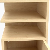 HOMCOM Slim Bedside Table Set of 2, Narrow Bedside Cabinet with Open Cubbies and Cupboard for Bedroom Living Room, Oak(m-12)