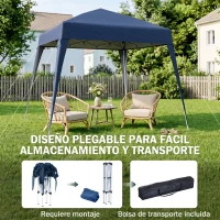 Outsunny Carpa Plegable 2,4x2,4 m, Pop-up, Cenador Pabellón de Jardín, Altura Ajustable con Bolsa de Transporte, Anti-UV, Impermeable, Gazebo para Camping, Fiestas, Exterior, Azul(m-5)