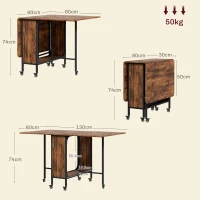 HOMCOM Six-Person Drop Leaf Dining Table - Rustic Brown/Black(m-3)