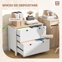 HOMCOM Dulap pentru documente cu 2 sertare pentru dosare A4, încuietoare și chei, 76x40x76cm, alb(m-4)