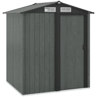 Outsunny Magazie de Grădină pentru Unelte din Oțel cu Acoperiș Înclinat și 4 Guri de Aerisire, 152x132x188 cm, Gri(m-1)