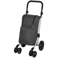 HOMCOM Chariot de courses, sac 46 litres, chariot pliable avec sac isotherme, poignée réglable, cadre en aluminium, gris foncé(m-8)