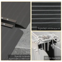 HOMCOM Rampă pliabilă și antiderapantă pentru scaun cu rotile din aluminiu, 152x73cm, Capacitate 272kg(m-5)