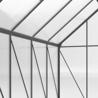Outsunny Serre de jardin en aluminium polycarbonate avec fondation, serre avec fenêtre réglable porte coulissante 190x375x199cm(m-12)