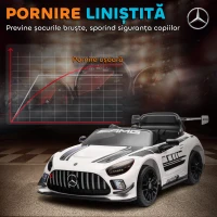 AIYAPLAY Auto Electric pentru Copii de 3-8 Ani Mercedes-AMG 12V cu Telecomandă, Faruri LED, Roți pentru Transport, Alb(m-7)