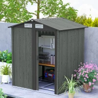 Outsunny Magazie de Grădină pentru Unelte din Oțel cu Acoperiș Înclinat și 4 Guri de Aerisire, 152x132x188 cm, Gri(m-9)