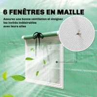 Outsunny Serre tunnel de jardin 6m², serre de jardin avec étagères, porte et 6 fenêtres, cadre en acier galvanisé, vert(m-8)