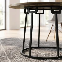 HOMCOM Dining Table Space Saving Kitchen Table Spliced Tabletop Conical Metal Base 120 cm Round Rustic Brown(m-12)