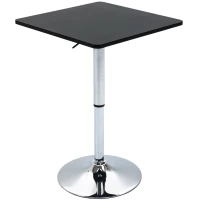 HOMCOM Modern Height Adjustable Counter Bar Table with 360° Swivel Tabletop and Electroplating Metal Base, Pub Desk for Living Room, Kitchen, Restaurant, Pub, Black and Silver(m-1)
