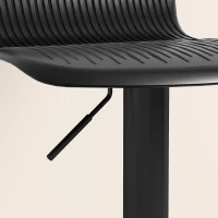 HOMCOM Set 2 scaune de bar cu spătar, rotative și cu înălțime reglabilă, polipropilenă, negru(m-9)