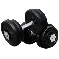 HOMCOM Dumbbell and Barbell Set with 65kg Adjustable Barbell Weights Set, for Home Gym - Black(m-1)