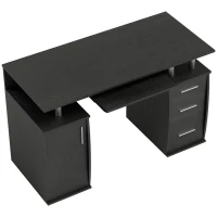 HOMCOM Escritorio de ordenador 120 x 55 cm con bandeja para teclado, 3 cajones, para dormitorio, hogar, negro(m-1)