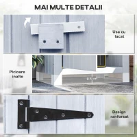 Outsunny Căsuță pentru Depozitarea Uneltelor din Lemn cu 3 Rafturi și Acoperiș Impermeabil din Bitum, 77,5x54,2x179,5 cm, Albă(m-6)