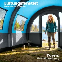 Outsunny Tente de camping 3 personnes avec 2 portes de chambre et sac de transport, dim. 480x260x200 cm(m-7)