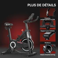 SPORTNOW Vélo d'Appartement, Vélo d'Exercice, Résistance Magnétique Réglable, Écran LCD, Siège Confortable, 108x51x116cm, Blanc(m-9)