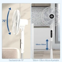 HOMCOM Ventilador de Pie con Mando a Distancia Oscilante 28 Velocidades 3 Modos Temporizador y Función Antimosquitos Blanco(m-5)