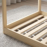 HOMCOM Single Bed Frame, House Scandinavian Wooden Bed Frame for 90W x 190Dcm Mattress, Pine Wood Bed Base, Natural Wood Finish(m-11)