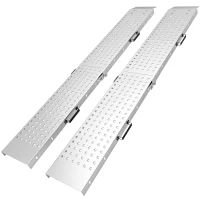 HOMCOM Set 2 Rampe de Încărcare Pliabile, 180x25,5 cm, 400kg, pentru Moto/ATV/Remorcă/Pick-Up, Argintiu(m-1)