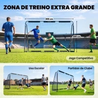 SPORTNOW Baliza de Futebol para Jardim 300x120x200 cm com Rede Resistente, Estrutura Metálica e Estacas, Preto(m-6)